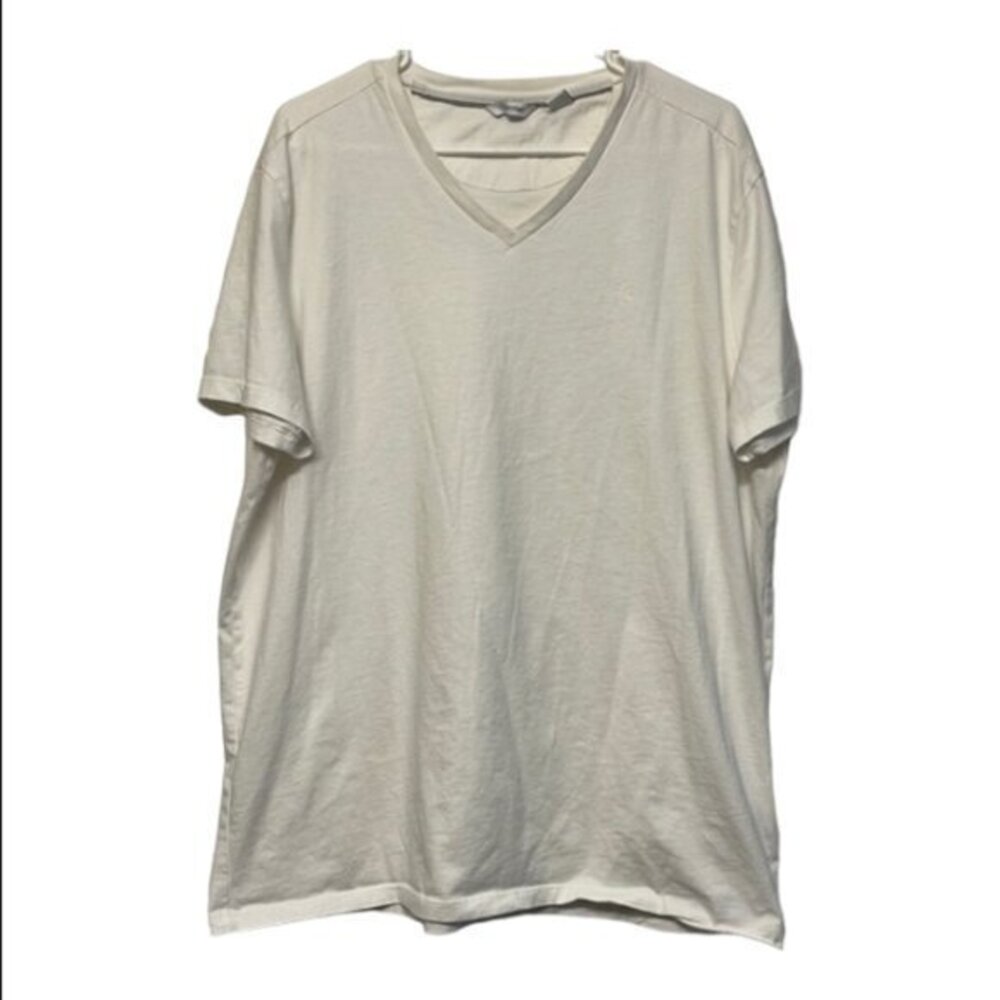 CK Calvin Klein White Vintage V-Neck Shirt Size XXL EUC #4239